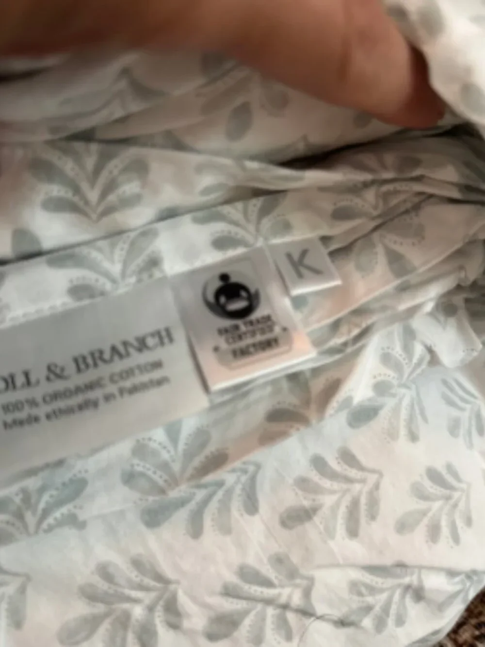 Boll & Branch White with Grey Dot Blossom Pattern KING Percale Hemmed 4PCS Sheet
